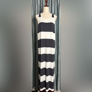 Splendid Black and White Striped Maxi Dress XL NWT